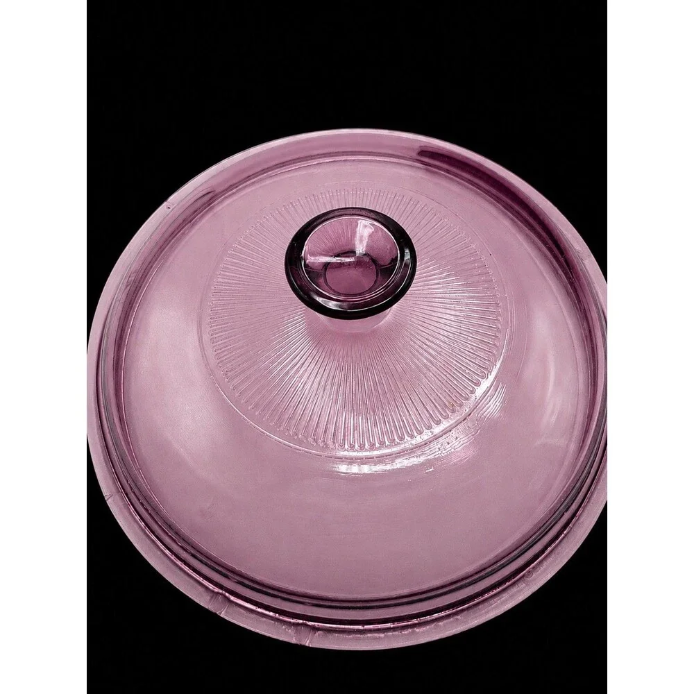 Vintage Corning VISION Pyrex Cranberry 1 Qt Casserole Dish and Lid V-31-B Mint